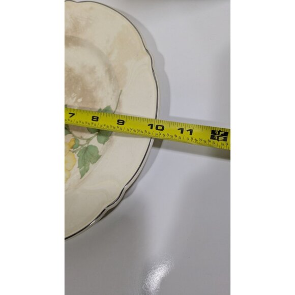 Vintage TS&T Yellow Flower Scalloped Dinner Plate Made In USA 10" Diameter - Picture 3 of 11